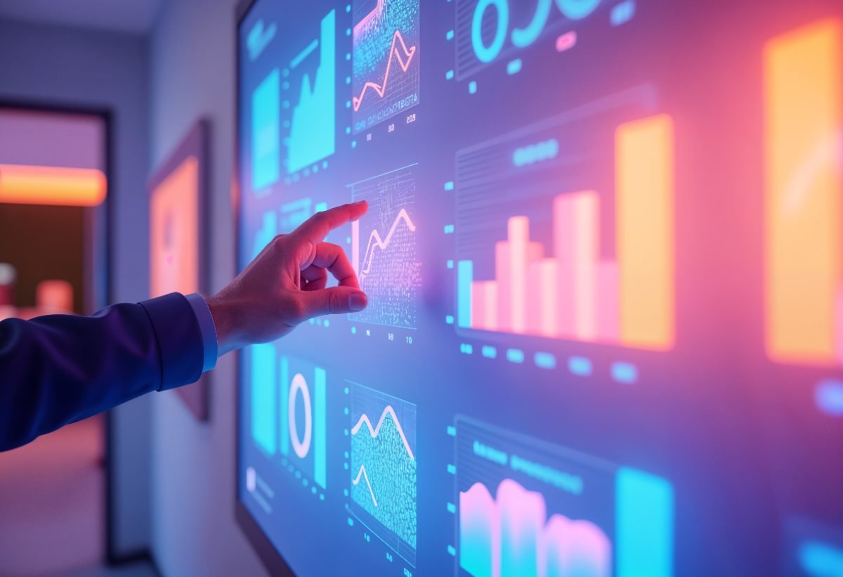 Painel com gráficos e análises de dados em tempo real